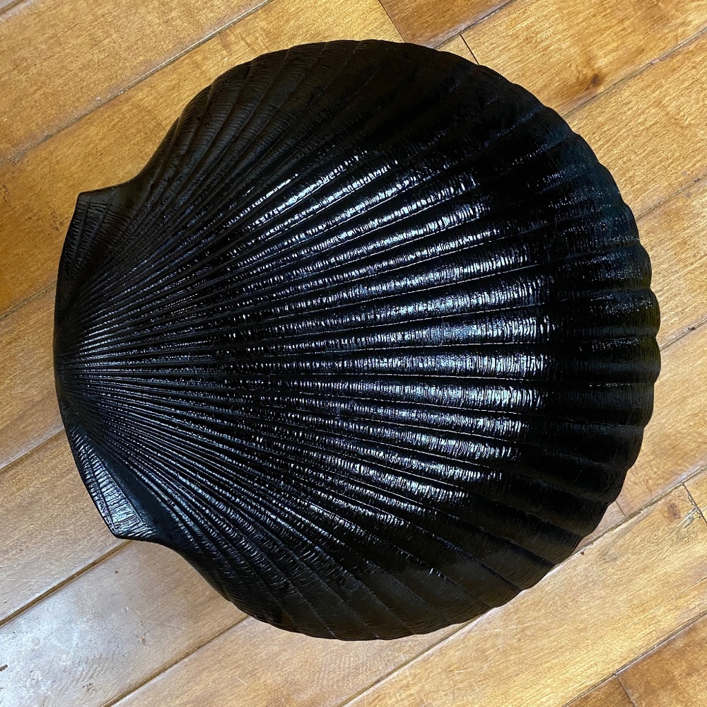 6 vintage Black Seashell dishes 1980’s Arcoroc coquuillage